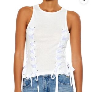 Forever 21 Ribbon Lace-Up Tank Top